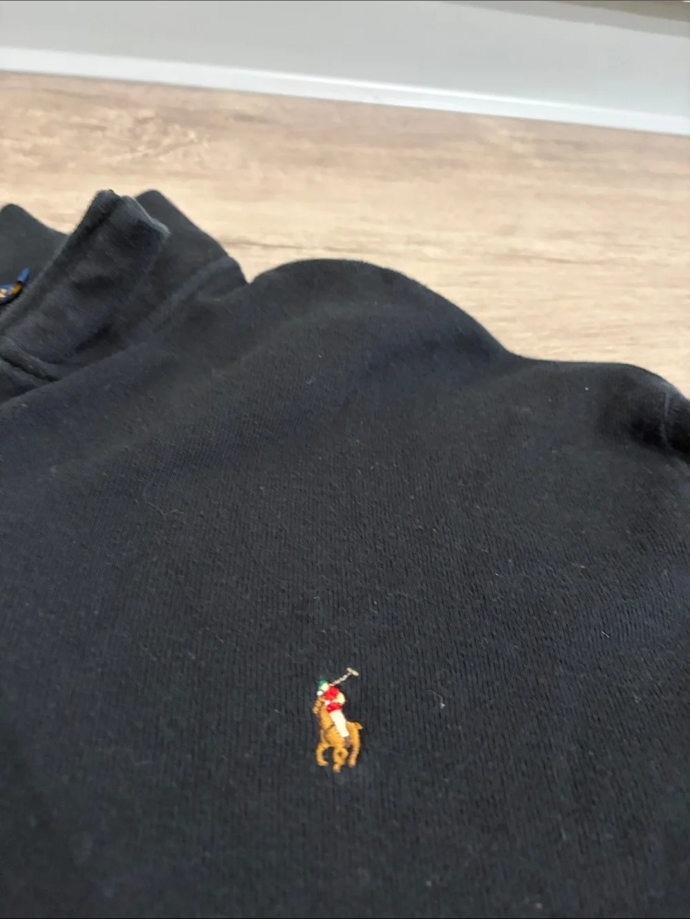 Polo by Ralph Lauren Black Ribbed Quarter-Zip Pullover